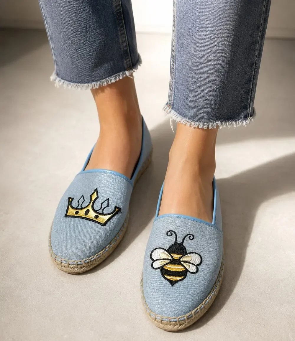 Sam Edelman Circus | Queen Bee Espadrilles Flats Blue Embroidered 7.5